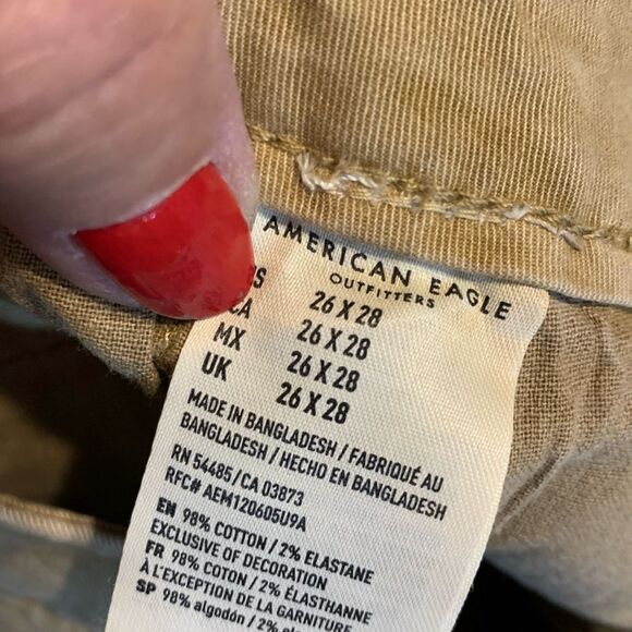 American Eagle size 26 x 28 slim straight leg kahki pants like new - Picture 6 of 7